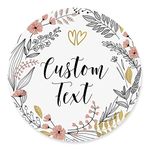 Darling Souvenir Made with Love Floral Theme - 2" Custom Stickers Premium 80 Self-Adhesive Round Labels, Personalized Wedding Party Favor Stickers/Round Envelope Seal