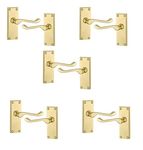 Golden Grace 5 Sets Polished Brass Finish Victorian Scroll Door Handles 120mm x 42mm