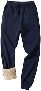 Gihuo Men's Winter Fleece Pants Sherpa Lined Sweatpants Athletic Running Sweatpants Ribbed Leg Comfy Warm Jogger Pants (Royal Blue, X-Large)