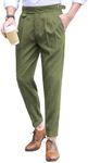 Floerns Men's Classic Fit Flat Front Dress Pants Office Business Trousers Olive Green S