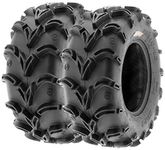 Pair of 2 SunF A050 AT 25x11-10 ATV UTV Deep Mud Terrain Tires, 6 PR, Tubeless