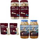 Meat Up Calcium Bone Jar, Dog Supplement Treats - 240 gm, 30 Pieces & Calcium Bone Pouch, Dog Treats - 25 Pieces (230 gm) & Chicken Flavour, Real Chicken Biscuit, Dog Treats - 1kg Jar