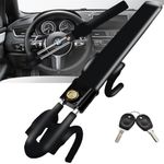 THASOK Car Steering Wheel Lock Anti-Theft Device, Upgraded Heavy Duty Double Hook Lock with Super B+ Lock Cylinder, High-Security The Club Steering Wheel Lock Adjustable, for Car/SUV/Truck/Van(Black)