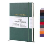 Beechmore Books Ruled Journal Notebook - XL A4 Green 160 Lined Pages 8.5 x 11.5 | Personalized Leather Daily Journals For Writing - Thick 120gsm Cream Paper | Gifts for Men, Women