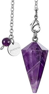 JADENOVA Pendulum Crystal Necklace Natural Amethyst Crystal Pendulums for Divination Dowsing Quartz Pendulum Chakra Reiki Healing Jewelry for Women Men