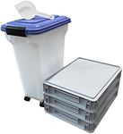 Solent Plastics Home Made Pizza Dough Starter Pack - 3 x Stacking Trays + Airtight Flour Bin Stacking boxes ideal in home fridge and proofing dough!