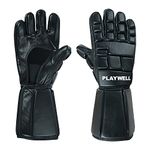 Playwell Martial Arts Full contact Leather Ultimate Stick Sparring Escrima/Kali Gloves - With, Forearm Protection (Large)