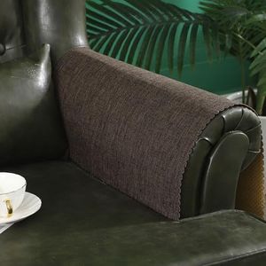 Hittun Sofa Arm Covers,Non Slip Couch Arm Covers Washable Chair Arm Covers Protectors Set of 2 Wavy Border Armrest Covers for Sofa Leather Recliner Arm Covers for Recliner Chair (18" x24", Brown)