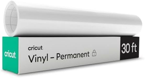 Cricut Premium Permanent Vinyl Roll (12" x 360"), Weather-Resistant, Dishwasher-Safe & Fade-Proof, Compatible with Cricut Cutting Machines, Create Signs, Labels, & Personalize DIY Project, White, 30ft