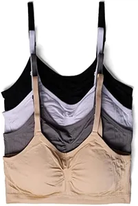 Kalon 4 Pack Nylon Spandex Removable Pads Comfort Bras Ext Sizes (X-Large, Basics)