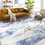 Capslpad Area Rug Modern Abstract Rugs Living Room Large 160x230cm Non-Slip Boho Art Carpet Lightweight Short Pile Washable Floor Rug for Bedroom Dining Room Nursery Lounge Home Office Decor,Grey/Blue