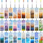 30 Pieces Christian Bookmarks with Cross Pendants Bible Verse Scripture Religious Book Mark with Inspirational Quotes Christian Prayer Gifts for Women First Communion Church Supplies (Warm Pattern)