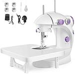 Mini Sewing Machine, Household Sewing Machine with Extension Table, Portable Sewing Machine Lightweight for Beginners, Handheld Sewing Machine with Sewing Kits for DIY Clothing, Curtain, Crafts(White)