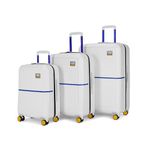 Urban Jungle by Safari Trolley Bags Set of 3, Hardside Polycarbonate Suitcase with USB Charging Port, 8 Wheels and TSA Lock Travelling Luggage for Men & Women | Caliber Collection, Ivory White