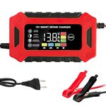 TAUDI Portable 6 AMP Car Battery Charger 12V Heavy Duty, Auto Cut-Off Lead Acid Trickle Maintainer for Car, Bike, Rickshaw, Motorcycle - Heavy Duty Car Jump Starter