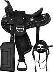 DEMAND CLUB Synthetic Western Barrel Racing Trail Comfort Horse Saddle | Classic Quality Handmade Wood Horse Equestrain | Comfortable Horse Saddle Tack Set