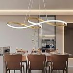 Modern Led Chandelier Dimmable Pendant Light with Remote Control Adjustable Flush Mount Chandeliers Kitchen Island Lighting Fixture Hanging Lamp Suitable for Dining Table Office Bedroom(Gold)