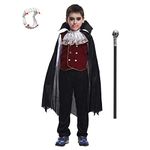 Boys Kids Vampire Halloween Costume Classic Gothic Cosplay Dress Up (4-6Y, Black)