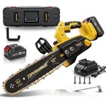 Tomahawk 20V Cordless Chainsaw 12 Inch | Wood Cutting Machine & Tree/Branch Pruning Saw for Home, Garden & Timber | 6000 RPM, 22-Tooth 3/8" Chain, Auto Oiler | 2 x 3.0Ah Batteries & Charger