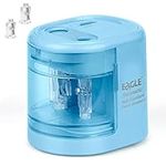 Eagle Electric Pencil Sharpener, Battery or USB Operated, Dual Holes, Dual Blades, fit for Pencils of Size 6-8mm and 9-12mm (Blue)