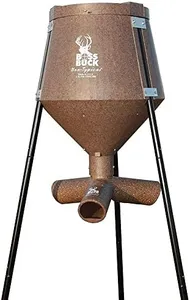 BOSS BUCK 200 LB Deer Feeder/Hunting Durable Lightweight Plastic UV Protected Windproof Waterproof Gravity Feed System with Protein 3 Feed Tubes Head