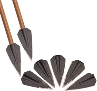 ZSHJGJR Archery 2 Blades Hunting Broadheads Traditional Broadheads Glue On OD 8mm Bamboo Wood Arrow Shaft DIY Arrow 12/24 Pieces (Black, 12 Pieces)