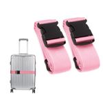 Luggage Straps for Suitcase Heavy Adjustable Suitcase Straps with Quick Release Buckle Suitcase Identifier Bands for Travel Case Non-Slip Travel Belt Travel Accessories (Pink, 2pcs)