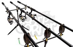 Carp Fishing Set Up 3 Matching 12 FT 2.75 TC 2 Piece Rods & Baitrunner Reels Pre Loaded Line