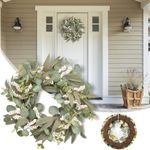 20 "Eucalyptus Wreath, Front Door Berry Wreath, Yard Decor. for Front porches and Doors, Windows, Walls, Indoor and Outdoor Home Decor - All Seasons