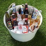 Party Tub with Rope Handles - White Galvanised Steel Drinks Pail Cooler for Beer and Wine Bottles