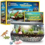 NATIONAL GEOGRAPHIC Light Up Terrarium Kit for Kids - Dinosaur Terrarium Kit for Kids, Build & Grow a Dinosaur Habitat with Real Plants, Fossils & More, DIY Science Kit, Arts and Crafts for Kids