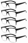 Eyekepper 5 Pack Reading Glasses for Men Spring Hinges Classic Readers Black-Clear Frame +1.50