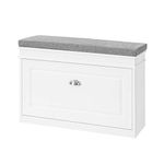 SoBuy FSR82-L-W Shoe Cabinet,Hallway Shoe Bench Shoe Rack Shoe Cabinet with Flip-Drawer and Seat Cushion