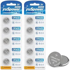 Fuspower CR1632 Battery CR1632 Lithium Batteries 3V for Car Key Fob Alarm Sensors Fan Remote 10 Count (Pack of 1)