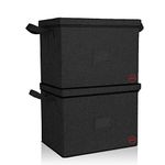 DOUBLE R BAGS Large Capacity Foldable Storage Bin Box with Lid Cover and Handle Room Organizer for Clothes Toys blanket Books Living Room Bedroom Nursery Closet (Black 2)