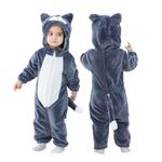 Doladola Unisex Baby Onesie Animal Cartoon Cat Jumpsuits Toddler's Hooded Rompers Outfit (0-3 Months, black cat)