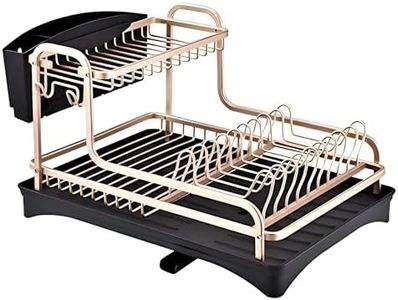 Avenora Never Rust Aluminum Dish Drying Rack with Utensil Holder,Aluminum Dish Rack with Drainboard Set,Dish Rack with Drainage for Kitchen Counter
