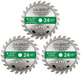 3 Pack 4-1/2-Inch 24T TCT Carbide Tipped Teeth Compact Circular Saw Blade with 3/8-Inch Arbor, General Purpose for Long-Lasting Cuts in Wood, Plastic and Composite Materials