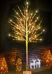Pooqla 7ft 150LED Lighted Birch Tree, Warm White Light Up Tree with Fairy Light, Artificial Christmas White Birch Tree for Indoor Outdoor Holiday Party Wedding Home Yard Porch Thanksgiving Decoration
