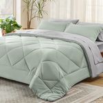 Bedsure Sage Green California King Comforter Set - 7 Pieces Reversible Bed Set Bed in a Bag California King with Comforters, Sheets, Pillowcases & Shams, California King Bedding Sets