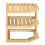 Navaris Bamboo Corner Shelf - Kitchen or Bathroom Corner Shelf Organizer - 9.5" High 3 Tier Storage Shelf for Countertop, Cabinet, Counter, Pantry