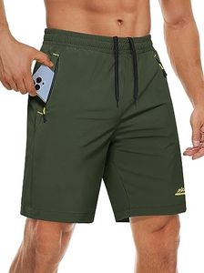 MAGCOMSEN Workout Shorts for Men 9" Lightweight Quick Dry Gym Athletic Running Men's Hiking Shorts Army Green with Pockets