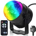 Remote Control Sound Activated Party Lights Indoor, UK Plug, 1m(3.2ft) Power Cable, Stage Stroboscopes, Dj Lighting, RBG Disco Ball, Strobe Lamp Stage Par Light for Car Room Dance Party