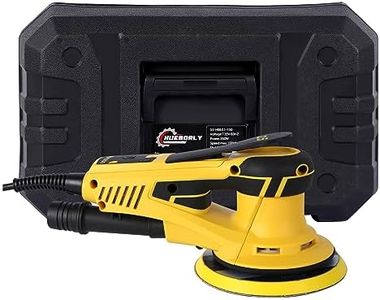 Electric Random Orbital Sander 350W Brushless Motor 3/16 inch Orbit, 110V 6-Inch 10000 RPM Variable Speed Tool for Metal Fabrication, Woodworking Walls and Car Polishing with Plastic Case