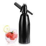 1L Portable Home Soda Maker, Aluminium Soda Syphon Kit for DIY Sparkling & Carbonated Water at Home, for Refreshing Seltzer, Cocktails, Juices & Fizzy Drinks (Black)