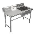 Commercial Laundry Sink Utility Sink Free-Standing Kitchen Sink Washing Hand Basin for Laundry with Faucet & Drainboard with Workbench for Indoor Outdoor Restaurant, Kitchen, Garage (Color : Right,