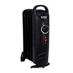 Russell Hobbs 650W Oil Filled Radiator, 5 Fin Portable Electric Heater - Black, Adjustable Thermostat, Safety Cut-off, 10 m sq Room Size, RHOFR3001, 2 Year Guarantee