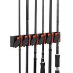 Goture 6 Capacity Fishing Rod Holder – Wall Mounted Fishing Rod Rack, Vertical Fishing Rod Storage Rack for Garage, Fits Max Rods Diameter 21mm(0.83"), Black