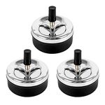 Jubaopen 3PCS Spinning Ashless Ashtray Push Down Ashtray Extra Large Chrome Windproof Ashtray Outdoor Tabletop Ashtray Ashtrays Large Round for Outdoor Home Office Bar(9 * 9.3cm, Black)