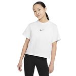 Nike Girl's G NSW TEE ESSNTL SS Boxy T-Shirt, White/Black, S